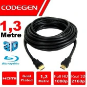 CODEGEN CPS13 1.3metre HDMI Görüntü Kablosu 3D Gold 1.4v 2K - 1