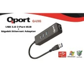 QPORT Q-U3G Gigabit 1port USB 3.0 Ethernet,3x USB Çoklayıcı - 1