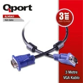 QPORT Q-VGA3 3metre VGA Görüntü Kablosu - 1