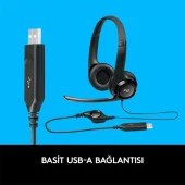 Logıtech H390 Usb Kulaklık-Siyah 981-000406 - 5