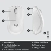 LOGITECH MK295 Kablosuz Klavye Mouse Seti Beyaz 920-010089 - 7