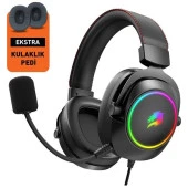 GAMEBOOSTER H44 RGB USB7.1 Siyah Profesyonel Oyuncu Kulaklığı - 1