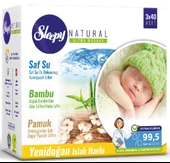 Sleepy Islak Havlu Mendil Pamuklu Yenidoğan Natural Bambu 40 Yaprak 12 Li Set+Bakım Örtüsü 2 Li Set - 2