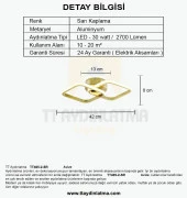 TT Aydınlatma TT405-2-SR  Sarı Kaplama 2 li Kare Led Avize thumbnail 3