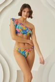 Renkli Fresh Flower Dekolteli Tek Alt Bikini thumbnail 2
