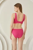 Fuşya Reps Yüksek Bel Tek Alt Bikini thumbnail 3