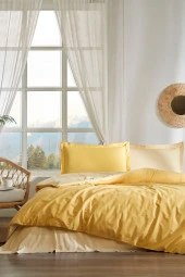 Özdilek Colormix Bal Sarısı Gold Çift Kişilik Ranforce Nevresim Takımı 200 x 220 - 1