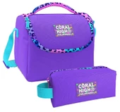 Coral High Mor Leopar Desenli Kız Çocuk Isı Yalıtımlı Beslenme Çantası ve Kalemlik Seti - 1