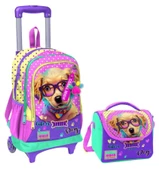 Coral High Sarı Pembe Sevimli Köpek Işıklı Tekerlekli Okul Çantası ve Beslenme Seti - Kız Çocuk thumbnail 1