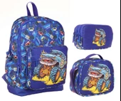 Kaukko Lacivert Arazi Aracı Üçlü İlkokul Okul Çanta Seti - Erkek Çocuk thumbnail 1
