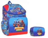 Kaukko Mavi Kırmızı Kamyon Okul Sırt Çantası ve Kalemlik Seti - Erkek Çocuk thumbnail 1