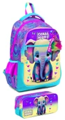 Coral High İlkokul Sırt Çantası ve Kalemlik Seti - Kız Çocuk - Pembe Turkuaz Fil thumbnail 1
