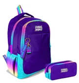 Coral High Kız Çocuk Rainbow Fermuarlı Mor İlkokul ve Ortaokul Sırt Çantası ve Kalemlik Seti - 1