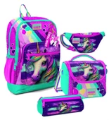 Coral High Kız Çocuk Pembe Su Yeşili Unicorn Desenli İlkokul Okul Çanta Seti ve Bel Çantası thumbnail 1