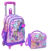 Coral High Pembe Mor Fashion Girl Işıklı Tekerlekli Okul Çantası ve Beslenme Seti - Kız Çocuk - 1