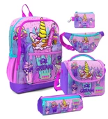 Coral High Kız Çocuk Pembe Mor Dondurma Desenli Beşli İlkokul Okul Çanta Seti thumbnail 1