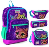 Coral High Mor Kedi Üçlü Okul Çantası ve Bel Çantası Seti thumbnail 1
