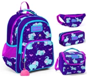 Coral High Mor Fil Kız Çocuk Üçlü Okul Çantası ve Bel Çantası Seti thumbnail 1