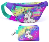 Coral High Su Yeşili Lavanta Unicorn Bel Çantası ve Bozuk Para Çantası Seti - Kız Çocuk - 1