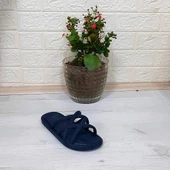 Brn 302 Lacivert Ahtapot Hasırlı Kaymaz Havuz Plaj Bayan Terliği thumbnail 6