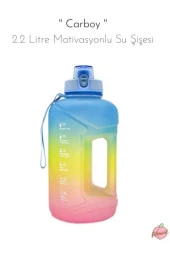 Fitmart Carboy - 2.2 Litre Motivasyonlu Su Şişesi mavi-sarı-pembe - 1