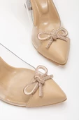 Nude Stiletto Taşlı Cilt Şeffaf  Topuklu Ayakkabı thumbnail 3