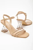Nude Taşlı Şeffaf Kadın Topuklu Ayakkabı thumbnail 2