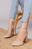 Lole Topuklu Krem Saten Detaylı Topuklu Ayakkabı thumbnail 2