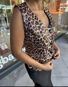 İthal Kumaş Leopar Pul Payet Yelek - 2
