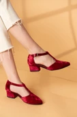Jane Bordo Kadife Topuklu Ayakkabı thumbnail 2