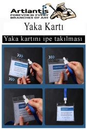 Kırmızı İpli Yaka Kartı 10 Adet Ayarlanabilir Boyuna Asma Kimlik Koruyuculu PVC Kırmızı Yaka Kartlığı Seyehat Ofis Okul Büro - 2