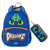 Muggle 3 Bölmeli Dragons Okul Sırt Çantası+Kalemlik thumbnail 1