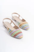 Gısele Kadın Gökkuşağı Hasır Detay Günlük Rahat Şık Sivri Burun Sandalet Terlik GISELE-1980 - 4