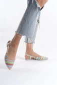 Gısele Kadın Gökkuşağı Hasır Detay Günlük Rahat Şık Sivri Burun Sandalet Terlik GISELE-1980 - 1