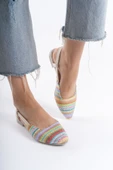 Gısele Kadın Gökkuşağı Hasır Detay Günlük Rahat Şık Sivri Burun Sandalet Terlik GISELE-1980 - 3