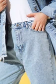 Boru Paça Açık Mavi Kar Jean Pantolon - 4