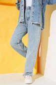 Boru Paça Açık Mavi Kar Jean Pantolon - 2