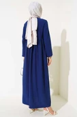 Kol Lastikli Bürümcük Elbise Lacivert thumbnail 3