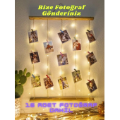 Kişiye Özel (fotoğraf Dahil) Mandallı Jüt Ipli 3 Mt Led Işıklı Masif Ahşap Çerçeve - 1