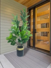 Nettenevime Yapay Ağaç Keman Yapraklı Kavuçuk Yeşil Salon Bitkisi Siyah Gold Galvaniz Saksıda 140cm thumbnail 2