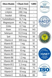 Dr. Over Vitalizin Kids L-Lizin L-Arjinin Fosfotidilserin İnositol Vitaminler ve Mineraller İçeren Takviye Edici Gıda 150 ml X 3 Adet - 2