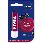 NIVEA Böğürtlen Dudak Bakım Kremi, 24 Saat Nem, Hafif Bordo Işıltı, Doğal Yağlar ile Gün Boyu Dudak Bakımı, Böğürtlen Kokusu, 4.8 gr - 4