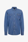 Lee L241513XT Orta Mavi Erkek Denim Normal Kesim %100 Pamuk Lüx Kot Gömlek - 1