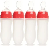 Bebedor Silikon Kaşıklı Biberon 120ML +6 Ay Şeffaf (Kod:7509) (4 Lü Set) - 1