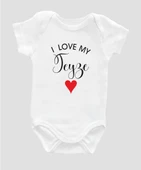 Organik %100 Pamuk I Love My Teyze Baskılı Bebek Body Kısa Kollu Çıtçıtlı Badi Zıbın ZBN025 - 1