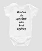 Organik %100 Pamuk Bezdum Süt İçmekten Bebek Body ZBN084 - 1