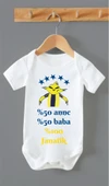 Organik %100 Pamuk %50 Anne %50 Baba Sarı Lacivert Bebek Body Badi Çıtçıtlı Zıbın ZBN129 - 1