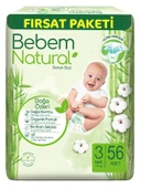Bebem Bebek Bezi Natural Beden:3 (4-9Kg) Midi 168 Adet Aylık Fırsat Pk thumbnail 2