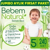 Bebem Bebek Bezi Natural Beden:5 (11-18Kg) Junior 240 Adet Aylık Ultra Fırsat Pk thumbnail 1