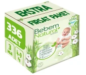 Bebem Bebek Bezi Natural Beden:3 (4-9Kg) Midi 336 Adet Ekstra Fırsat Pk thumbnail 1